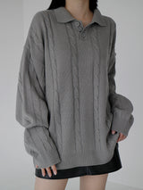 ケーブルカラーニット / Cable collar knit (4color)