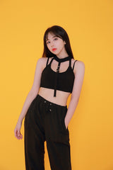 ロングチョーカークロップトップ(キャップ付き) / TOP(7811) Long Choker Crop Top (With Cap)