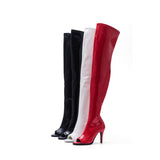 Thigh High Open Toe Heel Boots(White)