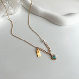hte パールカラーハートターコイズゲストルックアセントネックレス/hte Pearl Color Heart Turquoise Guest Look Accent Necklace