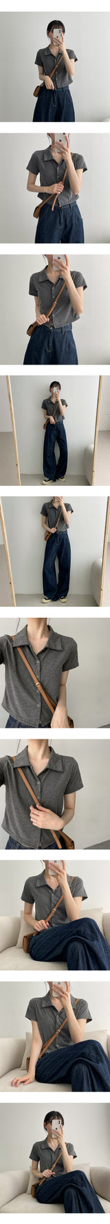 コイススナップカラー半袖Tシャツ / KOIS Snap Collar Short Sleeve Tee