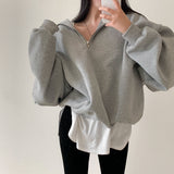 [BELLIDE MADE] Sailor Loose Fit Double-Sided Raised Half Zip-Up Sweat