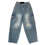 Oval cargo denim pants