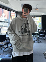never headset printing loosefit hoody