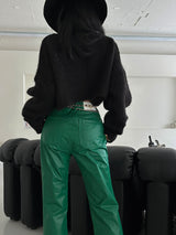 leather coated straight pants