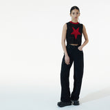 BLACK STAR CROP KNIT