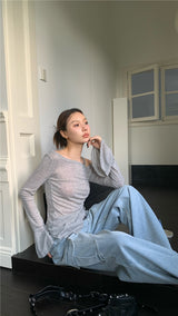 バウアオフショルダー長袖Tシャツ