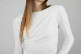 ドレープパフシャーリングTシャツ / Drape Puff Shirring T-shirt White