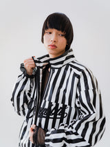 BSR2223FWJK008 STRIPE LOGO PADDING JUMPER WHITE BLACK