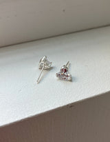 [92.5silver] キュービックハートピアス