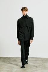 trench welt pocket shirt jacket black (6615488757878)