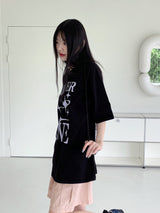サマーラブハートプリンティングボクシーオーバーサイズフィット半袖Tシャツ / Summer Love Heart Printing Boxy Oversized Fit Short-Sleeved T-Shirt