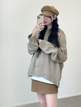 W Round Knit Cardigan