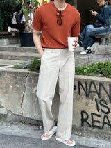 Roe Minimal Short-Sleeved Linen Round Knitwear (9 colors)