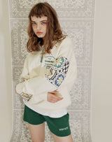 グラニースクエアハーフジップアップスウェット/GRANNY SQUARE HALF ZIP UP SWEATSHIRT CREAM