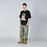 ベイビーフェイスウェーブヘア半袖Tシャツ BLACK