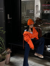 4color cropped napping hood zip-up