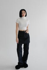 スカートレイヤードデニムパンツ / no.7713 Skirt Layered Denim Pants