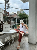 レイヤードスリットコットンノースリーブタンク / Layered Slit Cotton Sleeveless Tank (3 colors)