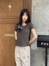 ソトンハーフボタンベーシックゴルジ半袖Tシャツ