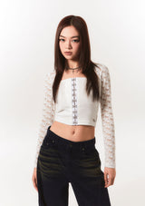 lace bolero hook top - ivory