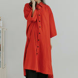 ユニセックスワイドスリーブロングシャツ/unisex wide sleeve long shirts red