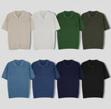 トッドケーブルジップアップ半袖襟付きニット / Tod Cable Zip-Up Short-Sleeved Collar Knitwear (8 colors)