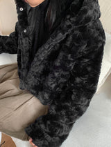 [MADE] Haong Black Rabbit Fur Hoodie Jumper