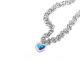 HOLOGRAM HEART BYZANTiNE CHAiN NECKLACE #93