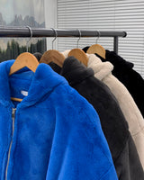 UI Mink Fur Hood Zip-Up Jumper (4 colors)