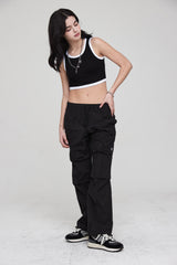 mii リブ クロップタンクトップ / mii RIBBED CROP TANK TOP BLACK