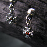 シャイニークロスD1ガーネットシルバーイヤリング / Shiny Cross-D1 Garnet silver earring (4595510345846)