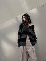 (UNISEX) エバーストライプニットフード