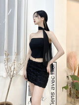 ベラスカーフコルセットトップセット/778. Bella scarf corset top set (2color)