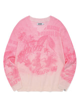 BOUQUET GIRL GRAPHIC V-NECK LOOSE FIT KNIT [PINK]