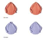 DAKYAM Colorful striped yarn-dyed side zipper pocket cityboy long-sleeved loose shirt