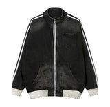 (UNISEX) ダメージ配色ラインデニムジャケット