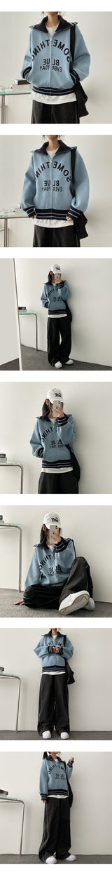 Anple Coloring Lettering Knit Zip-up