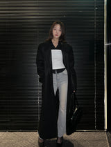 [UNISEX]ウールバックボタンマキシロングコート(ブラック)