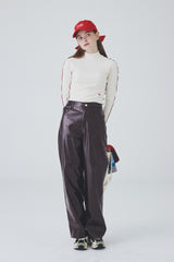 ビーガンレザーワイドパンツ / Vegan Leather Wide Pants [Dark Burgundy]