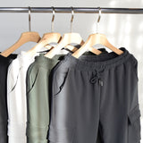 LMN Winter Spandex Napping Banded Cargo Wide Pants (4 colors)