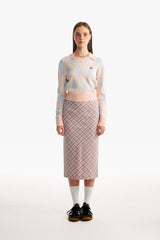 スモールチェリーアーガイルカラーニット／SMALL CHERRY ARGYLE COLLAR KNIT [SALMON]