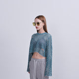 カットアウトネット長袖 / cut out net longsleeve
