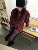 [UNISEX] ディッキーズビンテージチェックブラッシュドアウター長袖シャツ