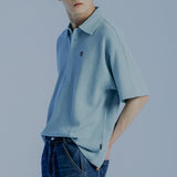 RECENT BUTTON KNIT POLO_SKY BLUE