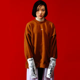 [UNISEX] Arm-Warmer Fleece Pullover (Brown) (6655989612662)