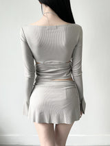 893. コタシャーリングスリットリボンミニスカート / 893. Cota shirring slit ribbon mini sk (2color)