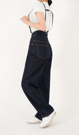 ハイウエストディープブルーワイドフィットサスペンダーデニムパンツ/RED VELVER WENDY WORN HIGH WAIST DEEP BLUE WIDE FIT SUSPENDER DENIM PANTS [16636]