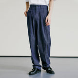 デニムワイドカーブフィット2タックスラックス / DENIM WIDE CURVE FIT TWO TUCK SLACKS INDIGO