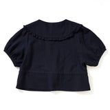 ラッフルカラークロップブラウス / RUFFLE COLLAR CROP BLOUSE_NAVY